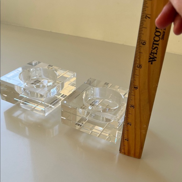 Pair of Modern Square Crystal Candle Holders - Picture 3 of 5